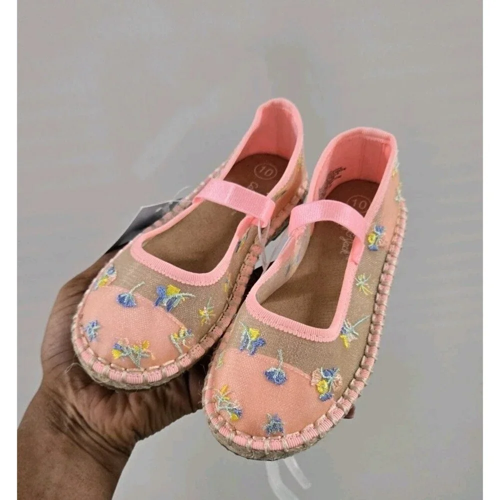 Cat & Jack Toddler Girls Arren Floral Embroidered  Slip-On Espadrille Flat Sz 10 - Picture 3 of 3